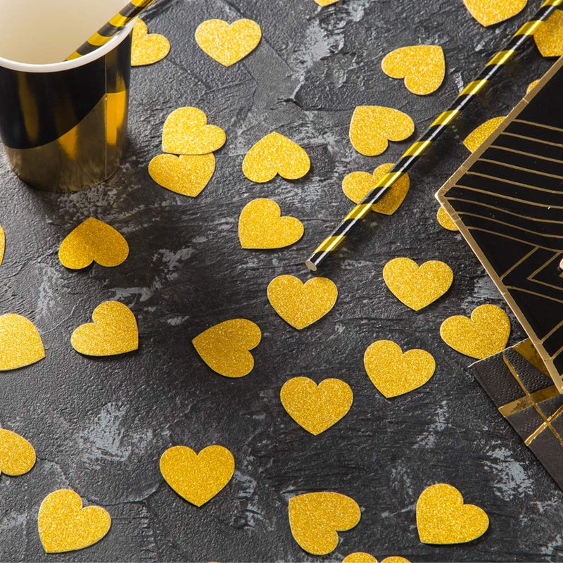 MOWO Glitter Heart Confetti Wedding Party Decor and Table Decor 1.2 in Diameter (Gold glitte 200pc) - Image 3